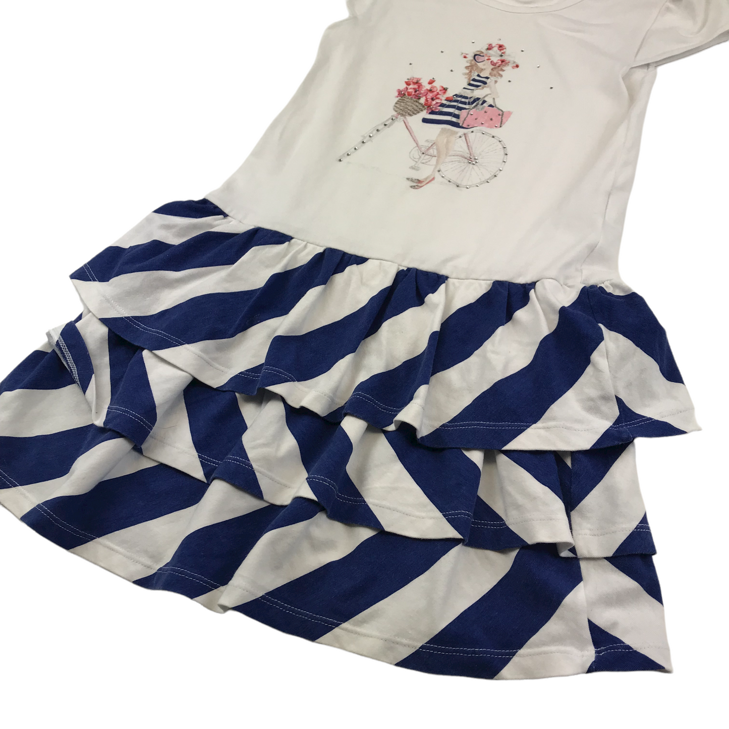 EMC White and Navy Print Dress Age 6