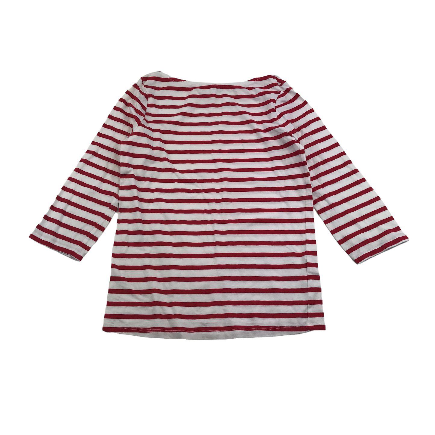 New Look Red and White Stripy Organic Cotton T-shirt Women's Size 6