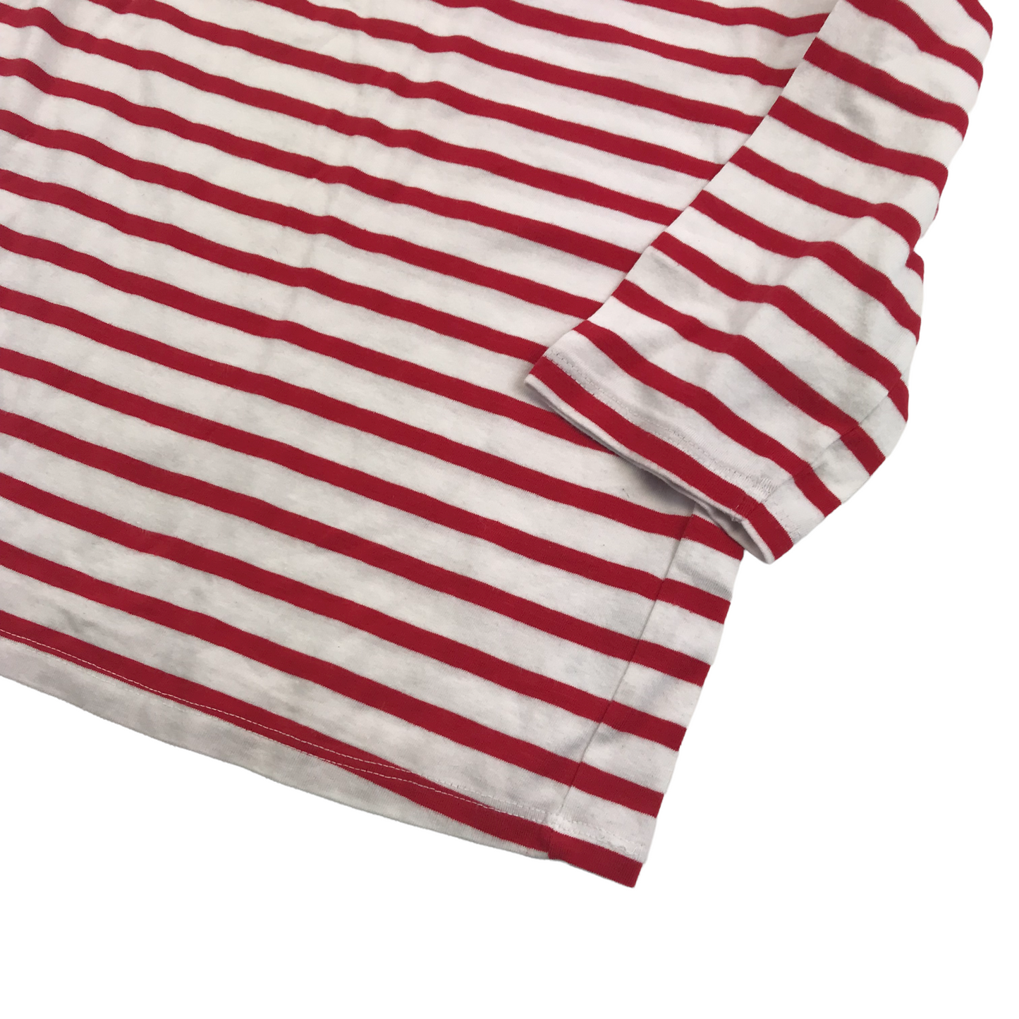 New Look Red and White Stripy Organic Cotton T-shirt Women's Size 6