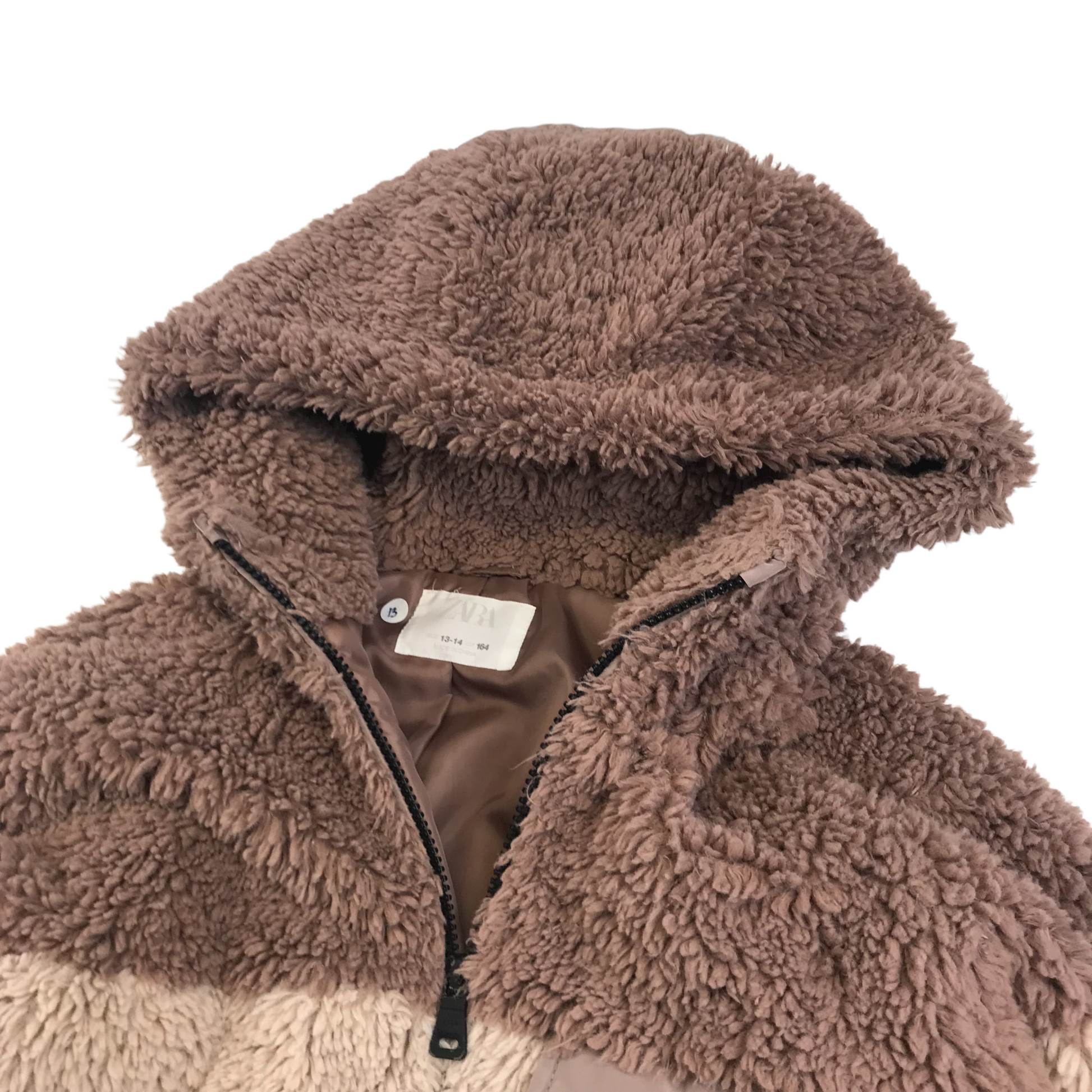 Zara Fluffy Beige Tones Bomber Jacket Age 13 ApparelXchange CIC