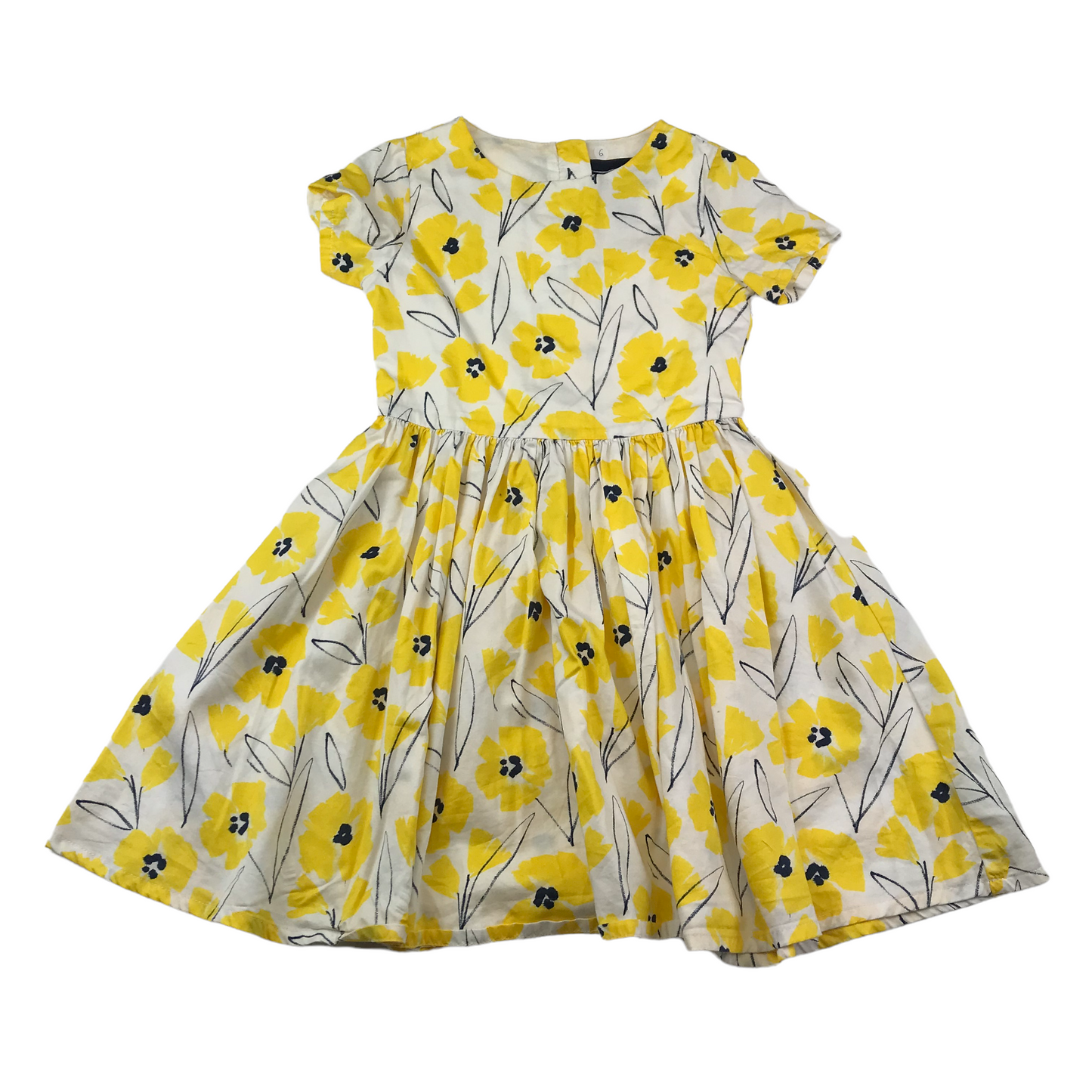 Land's End Yellow And White Floral Dress Age 6