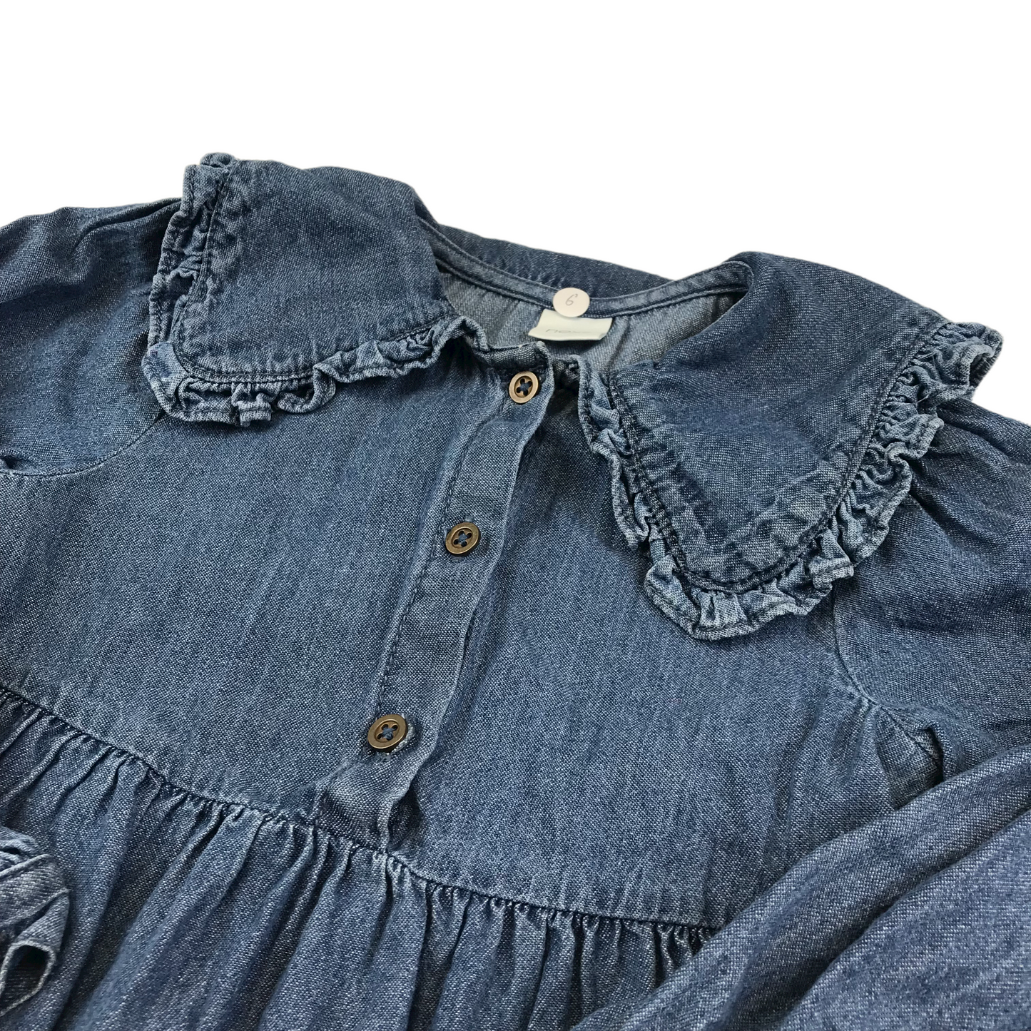 Next Denim Frill Collar Dress Age 6