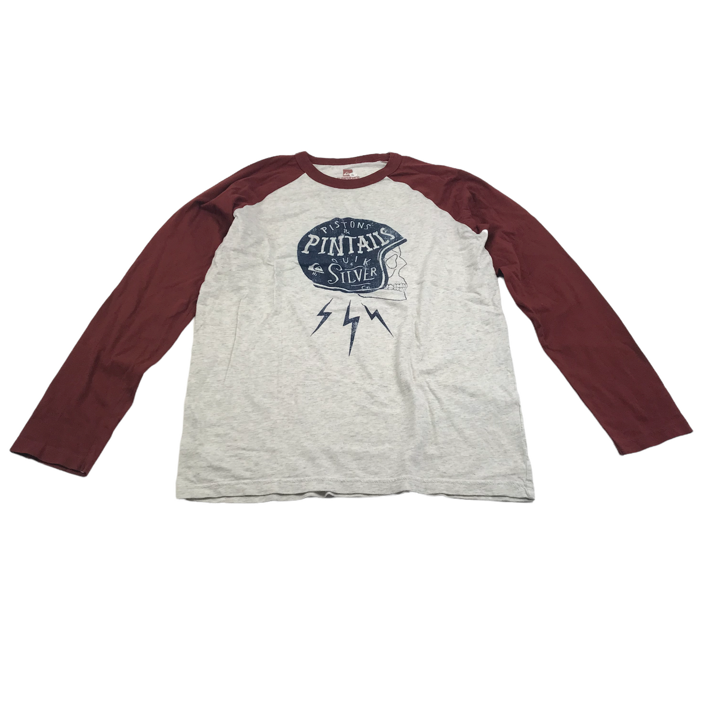 Quick Silver Grey and Burgundy Long Sleeve T-shirt Age 16