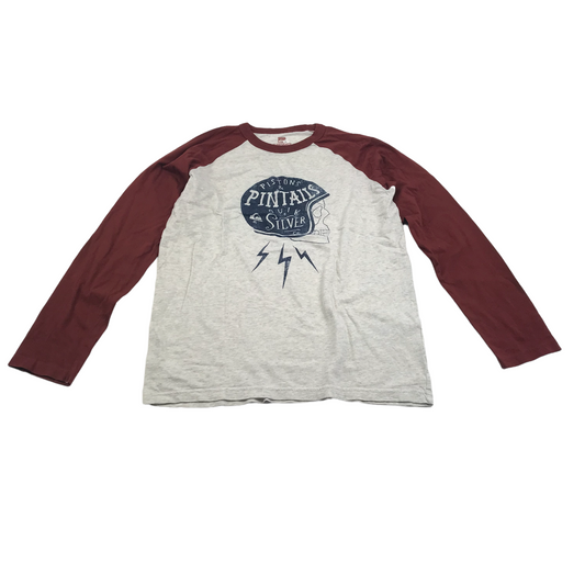 Quick Silver Grey and Burgundy Long Sleeve T-shirt Age 16