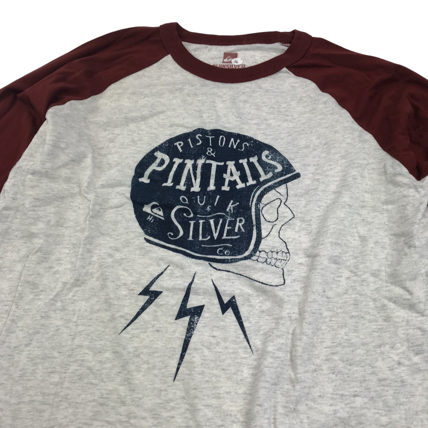 Quick Silver Grey and Burgundy Long Sleeve T-shirt Age 16