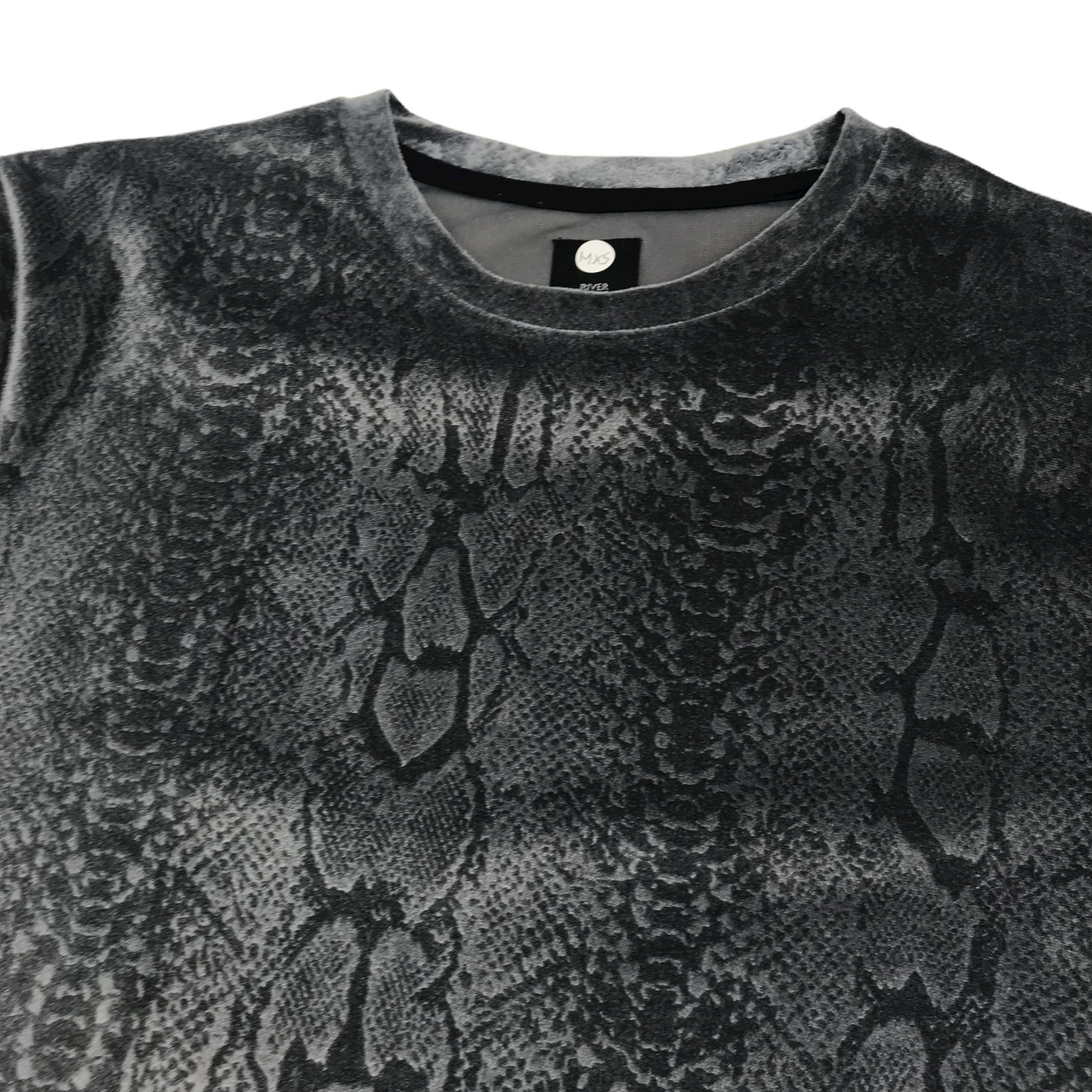 River Island Grey Velvet-like Animal Pattern T-shirt Men's Size XS