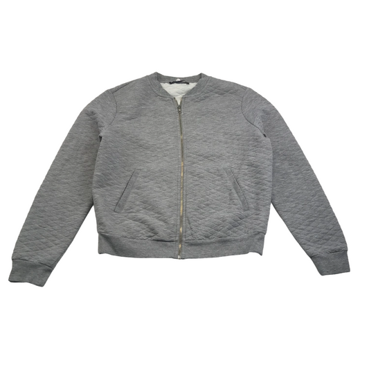 M&S Grey Quilted Bomber Sweatshirt Women's Size 12