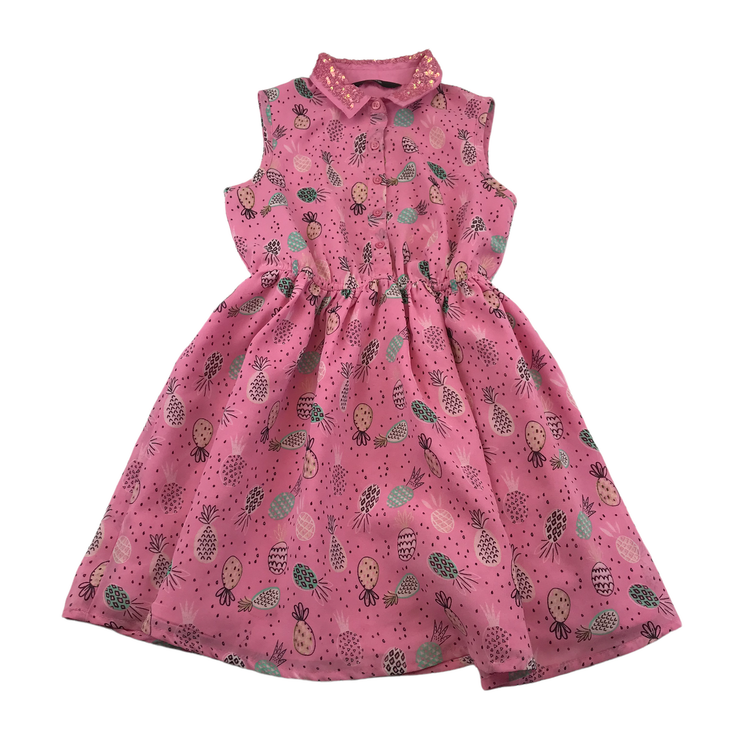 George Pink Pineapple Sequin Collar Dress Age 8