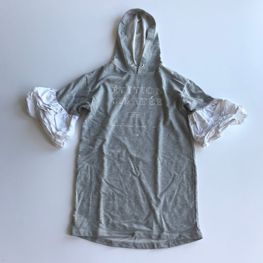 River Island Grey Hoodie Ruffled Short Sleeve Age 7