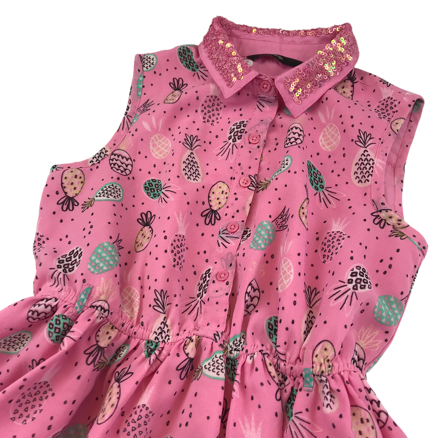 George Pink Pineapple Sequin Collar Dress Age 8