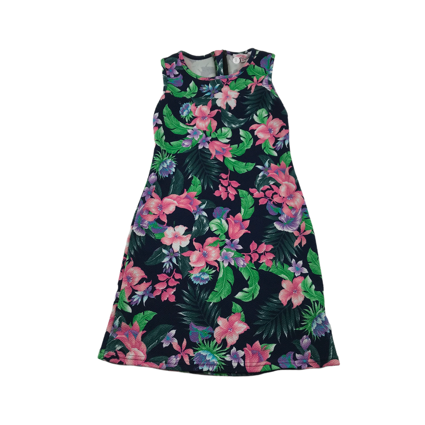 Miss E-vie Navy Blue and Pink Floral Dress Age 8