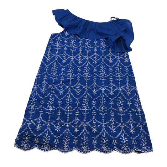 M&S Royal Blue and White Pattern Dress Age 10