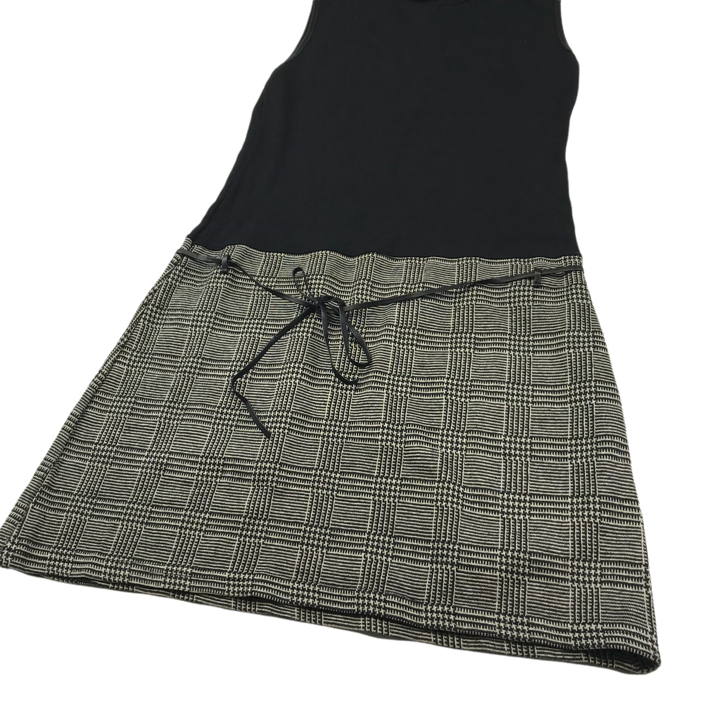 Jane Norman Black Dress with Grey Checked Skirt Age 10