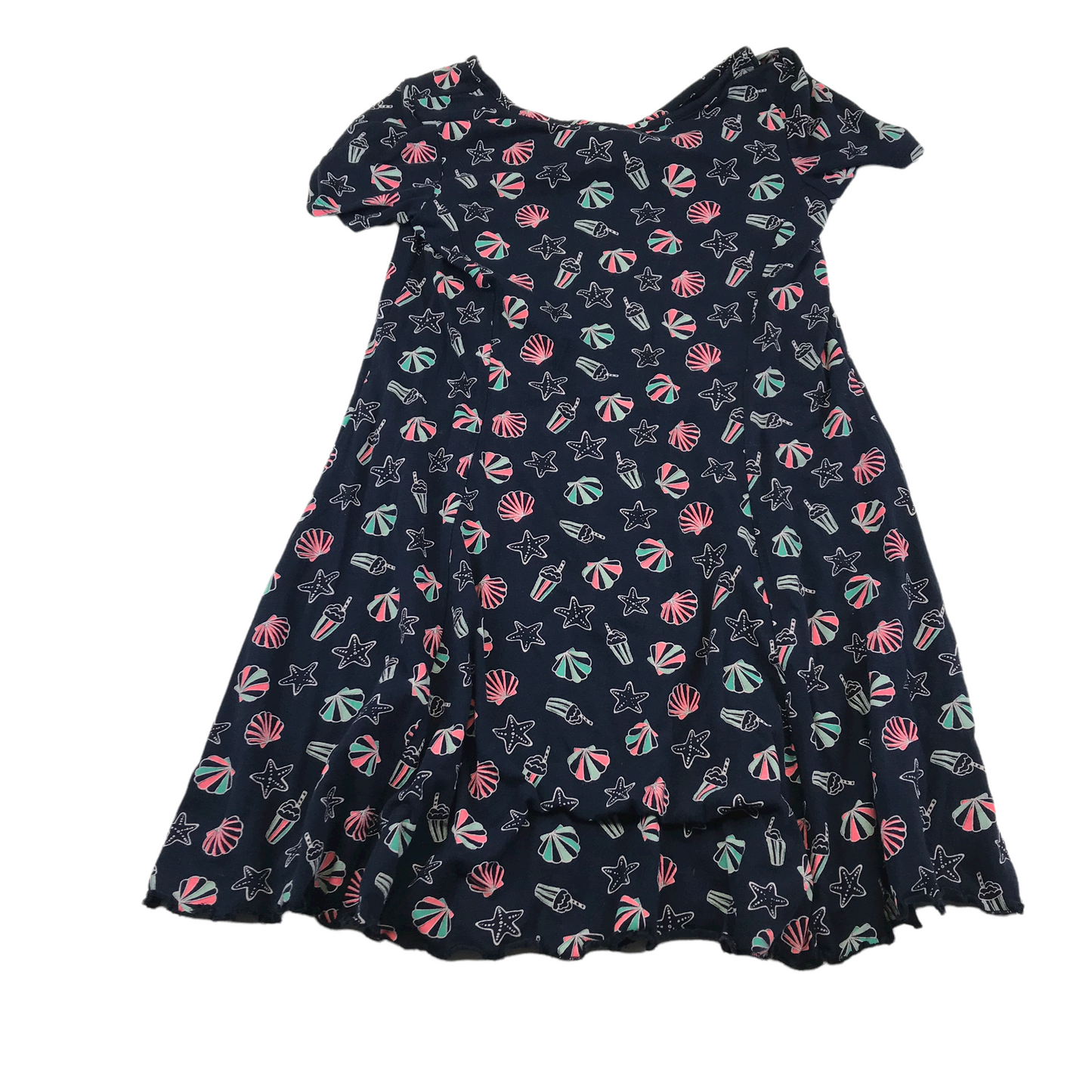 M&S Navy Blue Seashells Dress Age 10