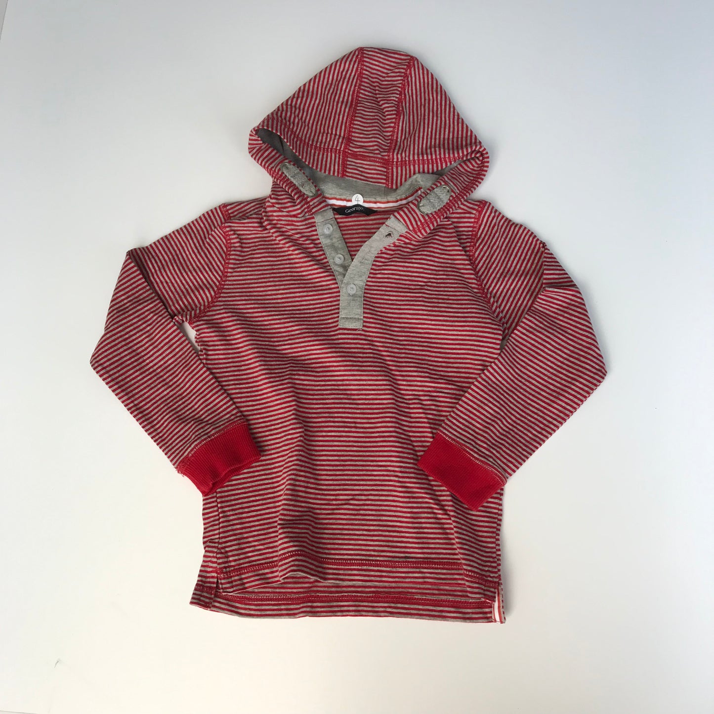 George Red Striped Hooded Long Sleeve T-Shirt Age 4