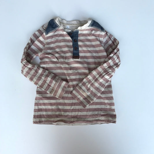 Striped Long Sleeve T-Shirt with Collar Age 6