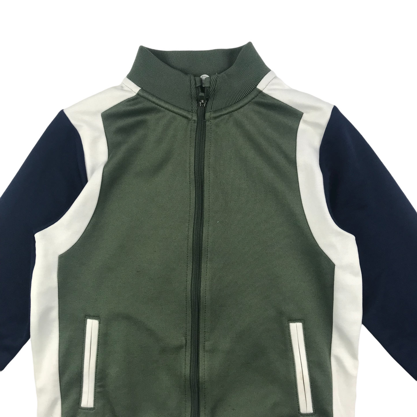 M&S Khaki Green Panelled Zipper Sweatshirt Age 5