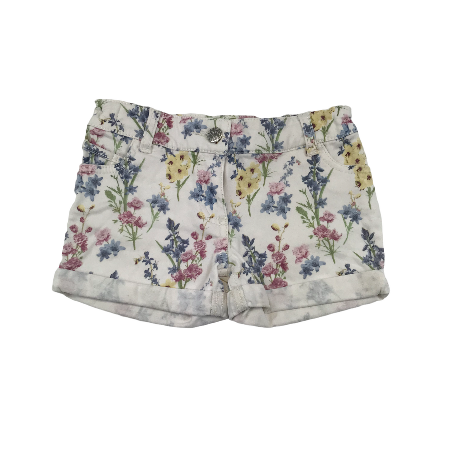 F&F White Floral Denim Shorts Age 5