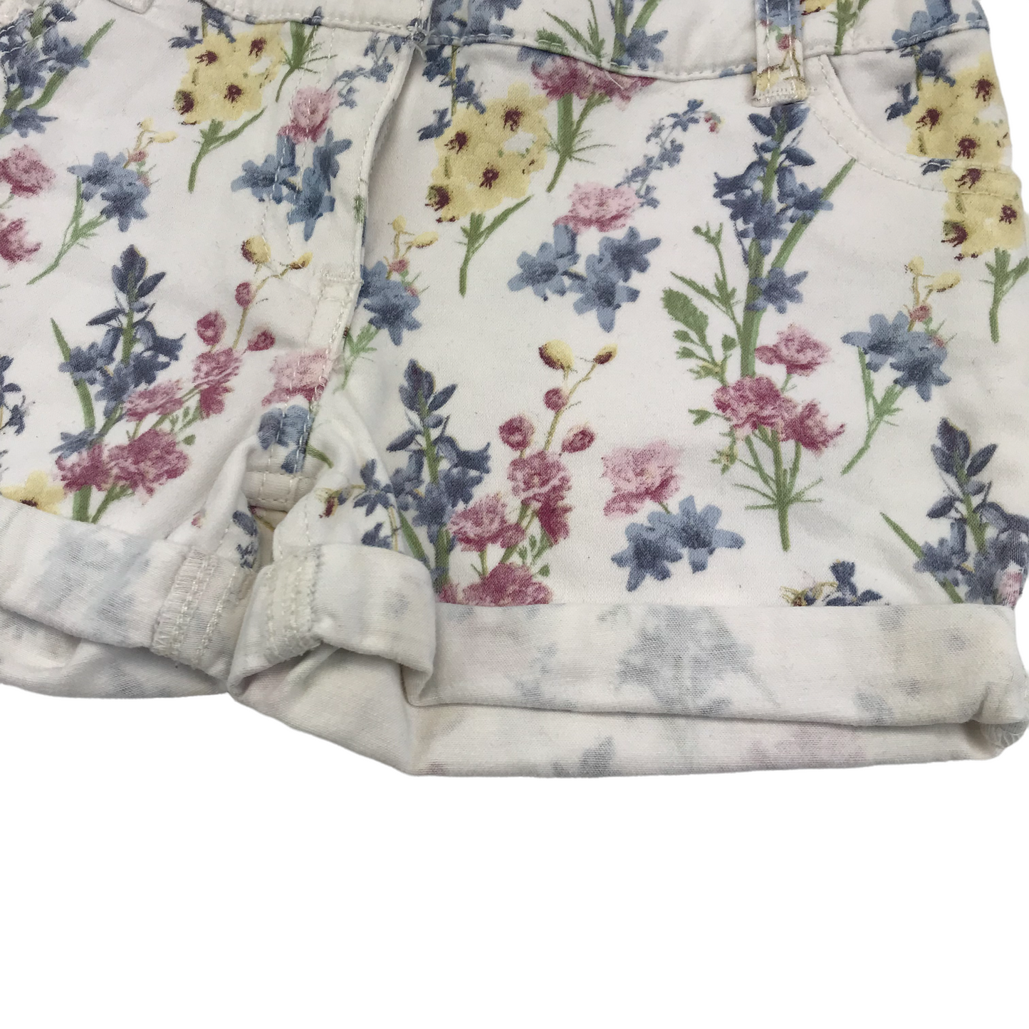 F&F White Floral Denim Shorts Age 5