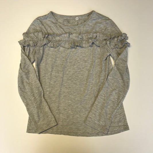 Tu Grey Ruffle Band Long Sleeve T-Shirt Age 10