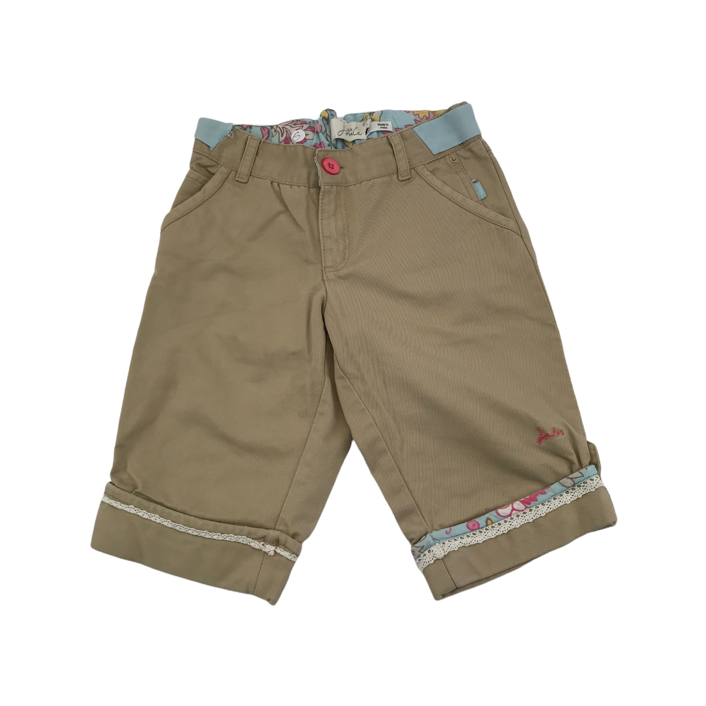 Joules Beige Floral Detail Shorts Age 6