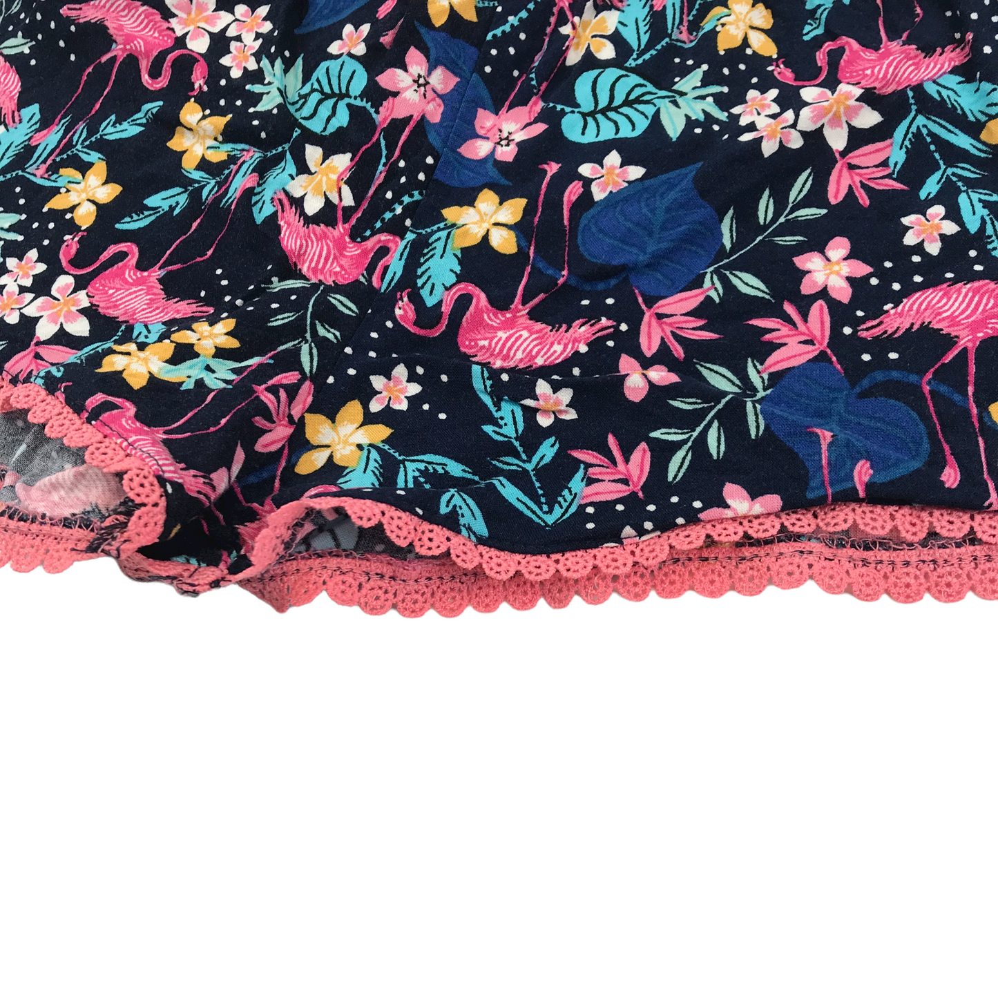 Primark Navy Blue Floral Flamingo Shorts Age 11