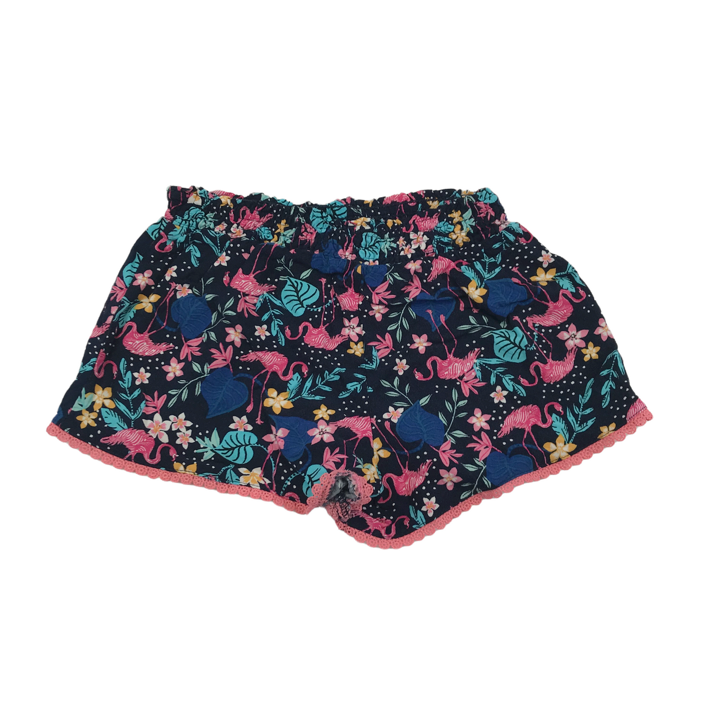 Primark Navy Blue Floral Flamingo Shorts Age 11