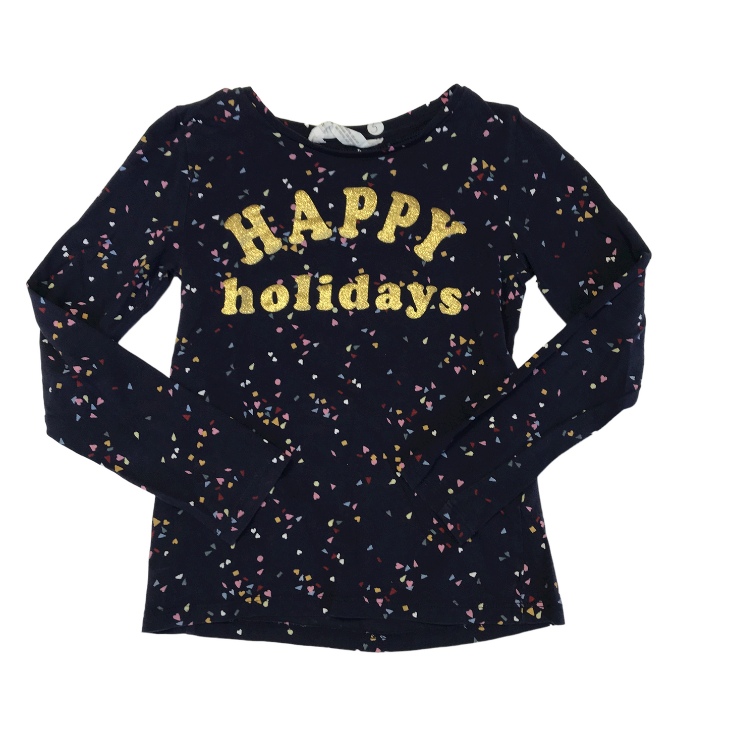 H&M Navy Happy Holidays Christmas T-shirt Age 5