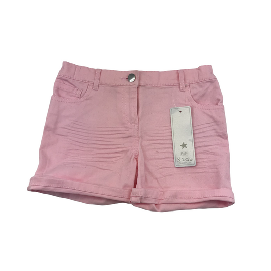 F&F Light Pink Stretchy Denim Shorts Age 7