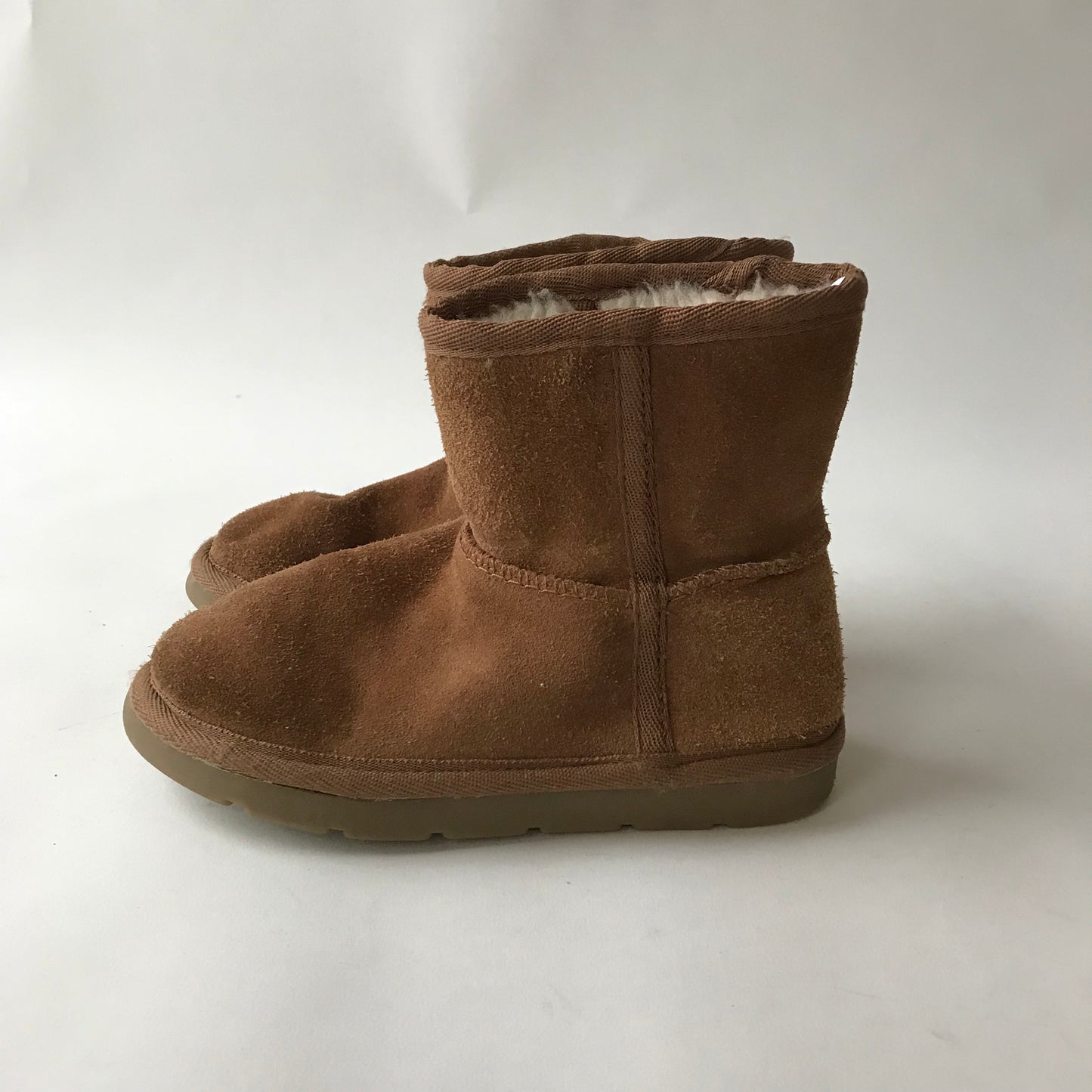 M&S Brown Warm Lined Faux Suede/fur Boots Shoe Size 10 (jr)