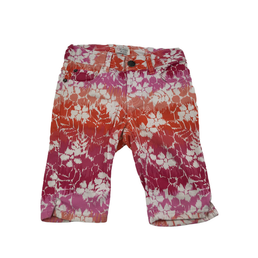 White and Orange Floral Long Shorts Age 8