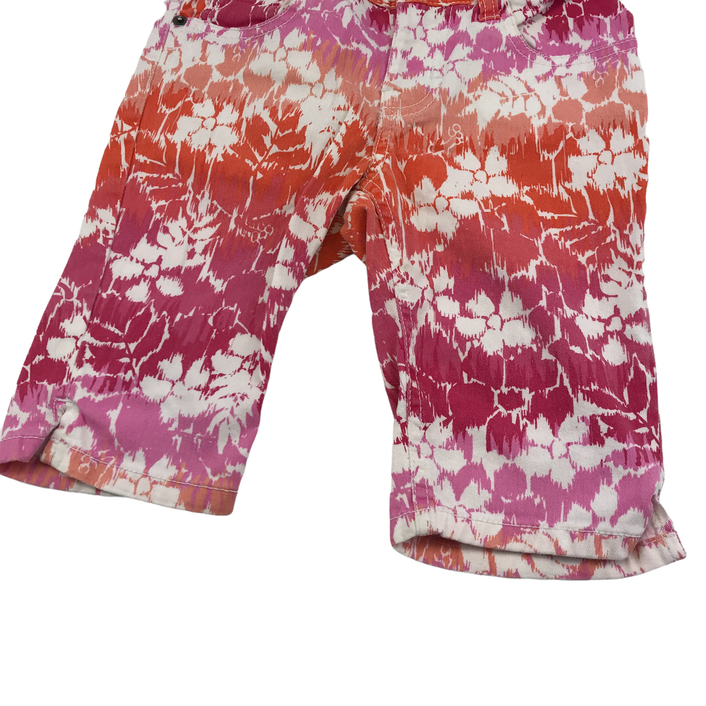 White and Orange Floral Long Shorts Age 8