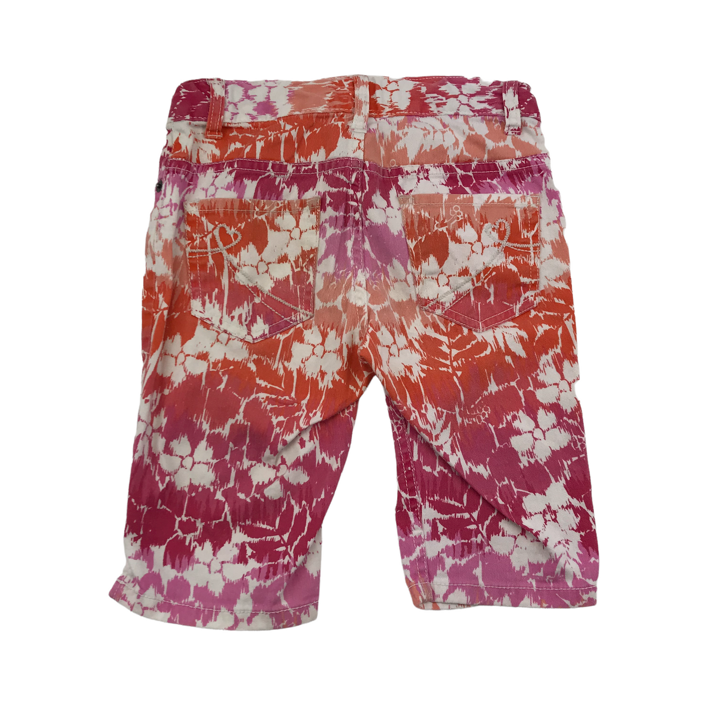 White and Orange Floral Long Shorts Age 8