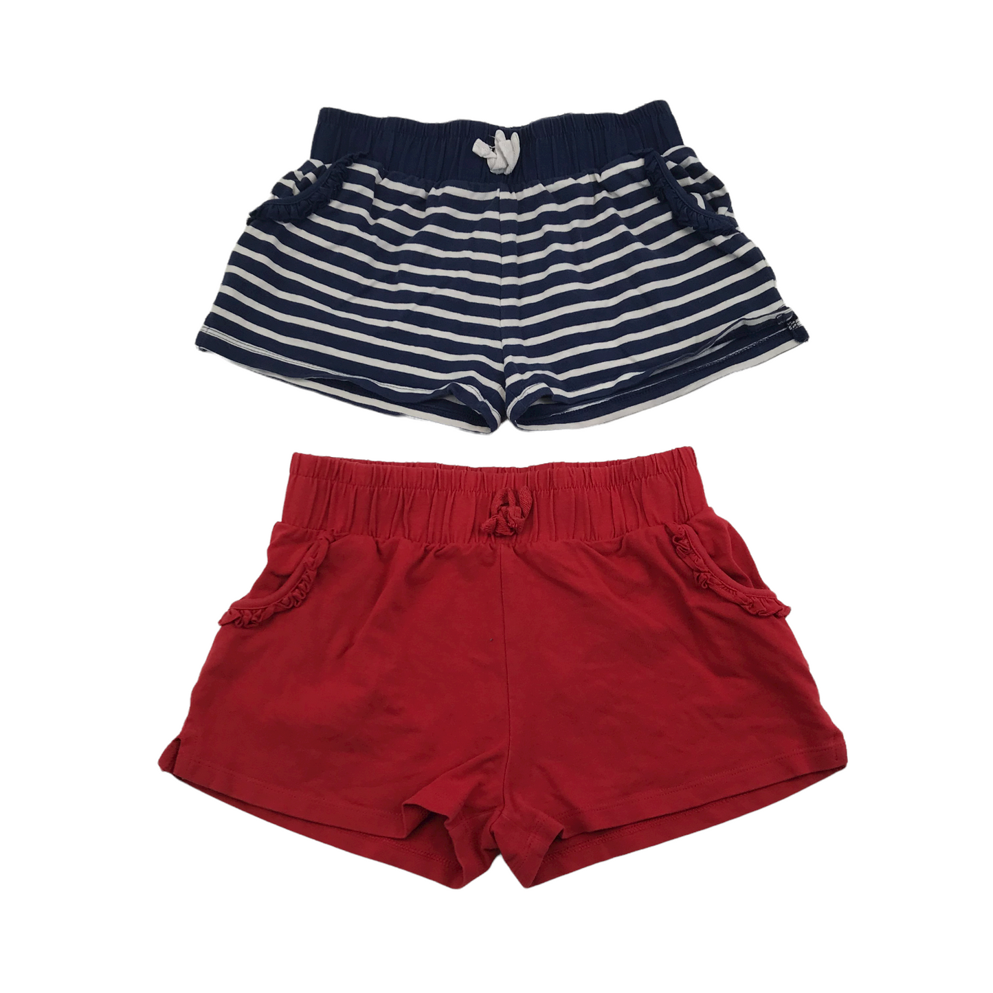 Matalan Bundle of Red and Stripy Navy Jersey Shorts Age 8