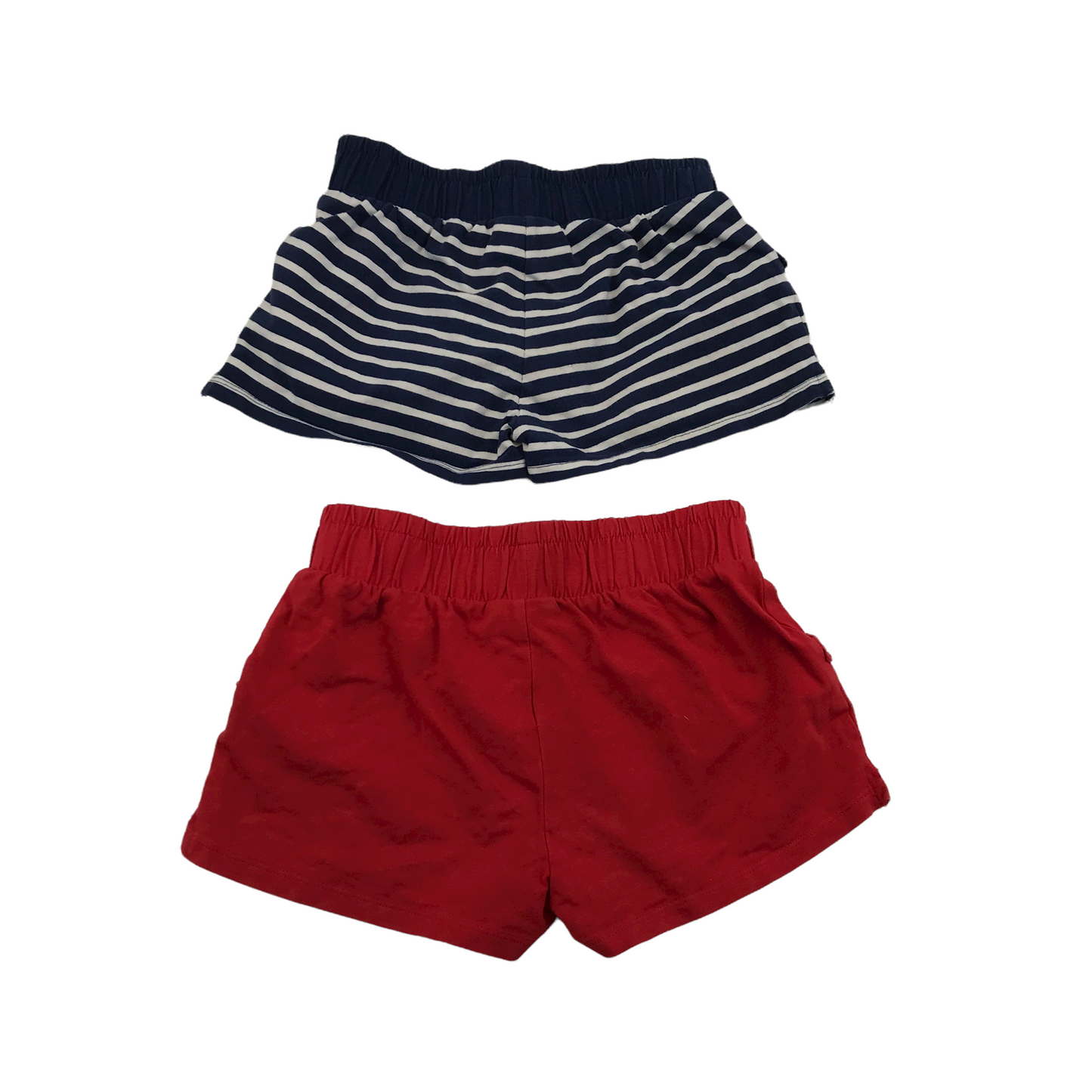 Matalan Bundle of Red and Stripy Navy Jersey Shorts Age 8