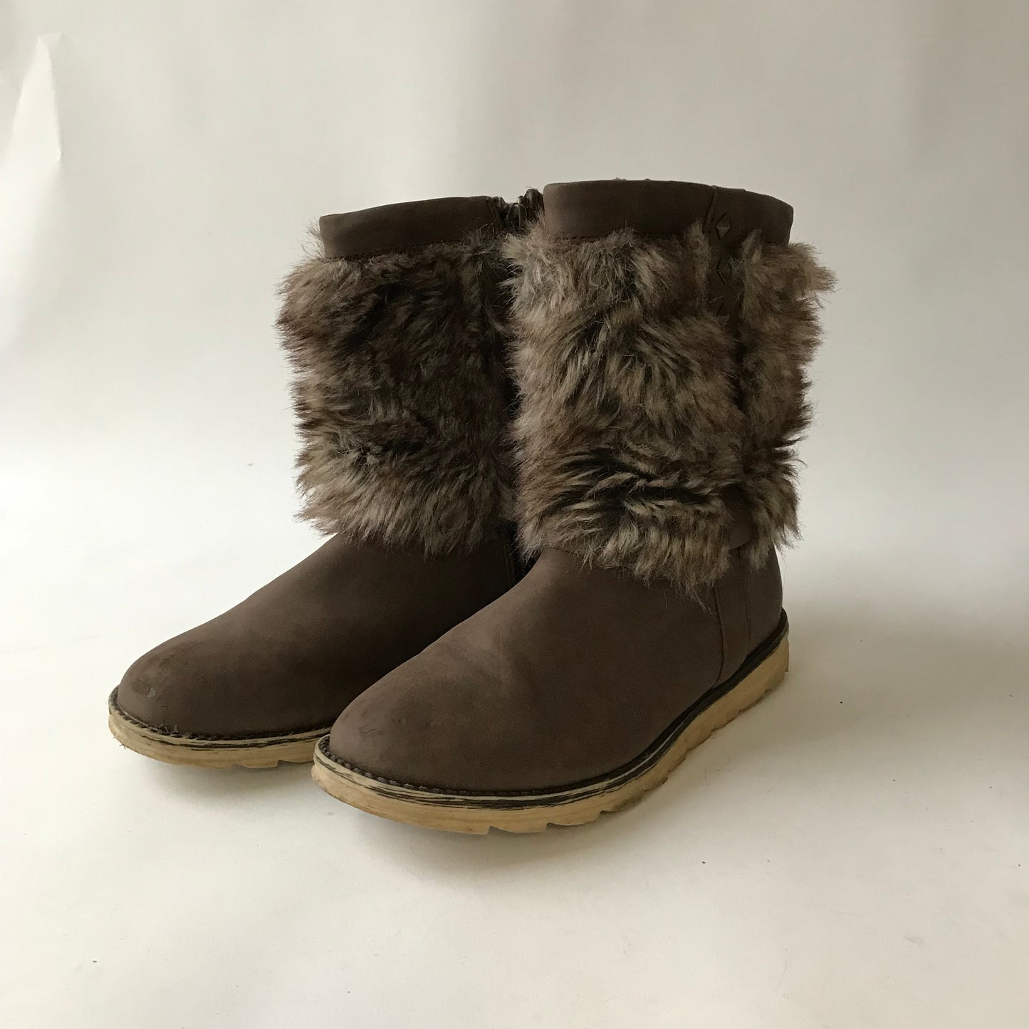 F&F Brown Faux Fur Boots Shoe Size 1