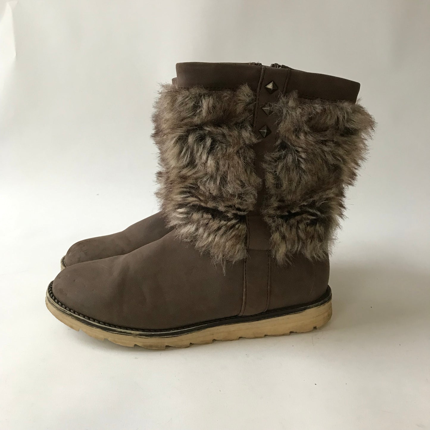 F&F Brown Faux Fur Boots Shoe Size 1