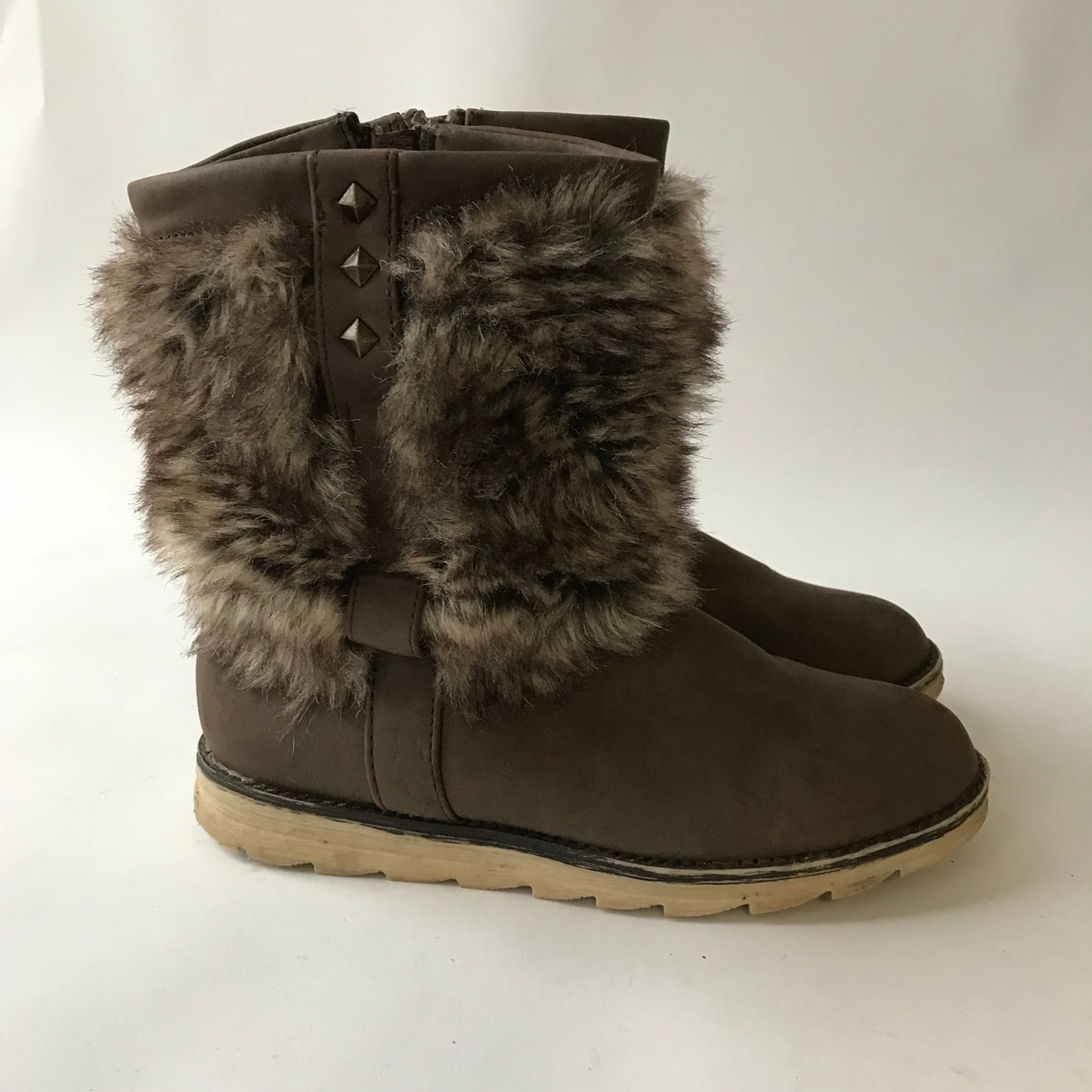 F&F Brown Faux Fur Boots Shoe Size 1