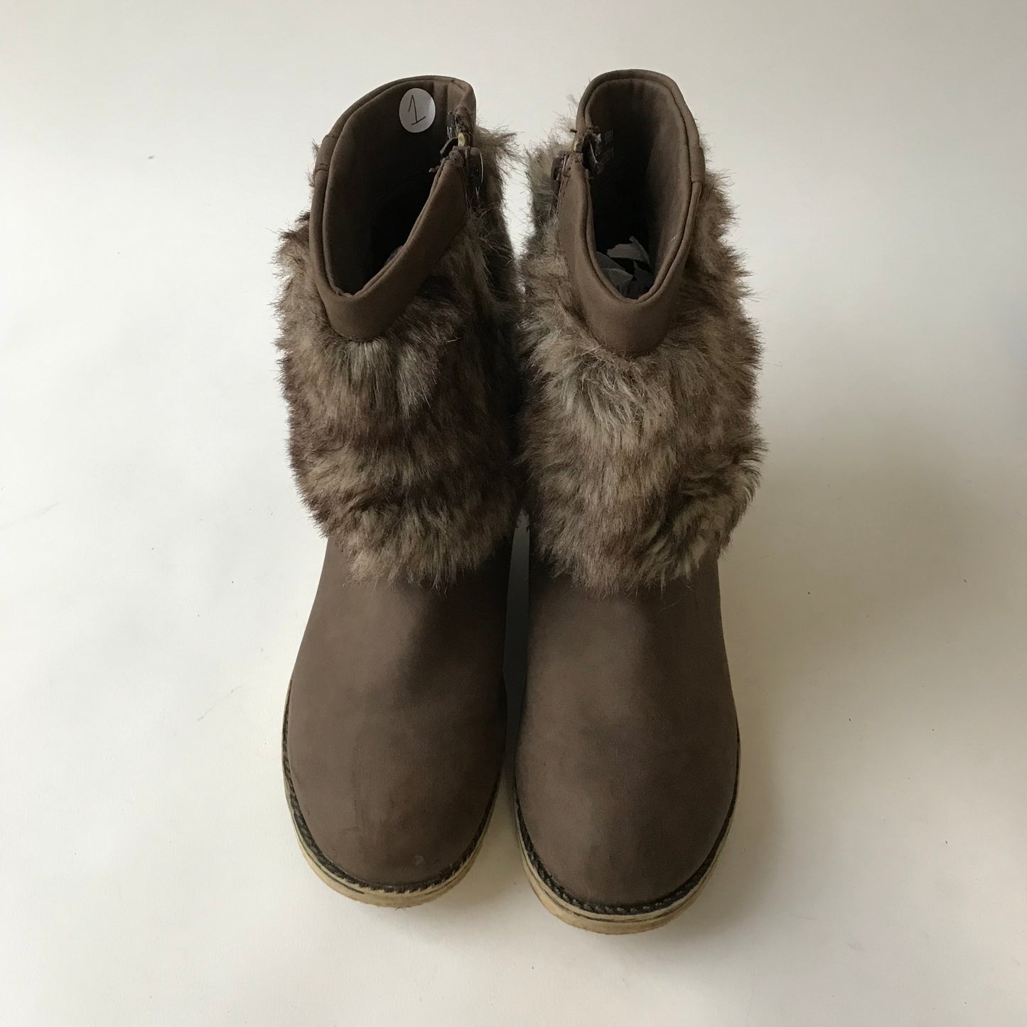 F&F Brown Faux Fur Boots Shoe Size 1