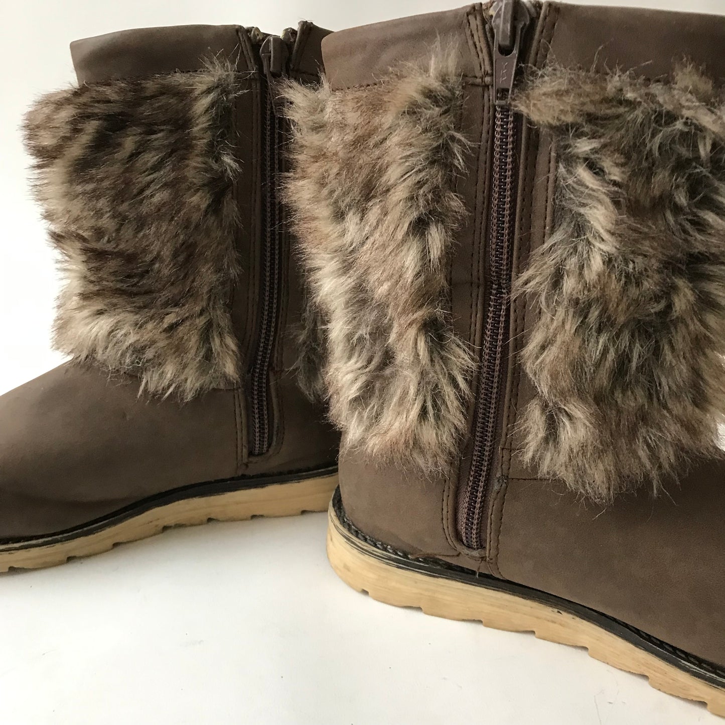 F&F Brown Faux Fur Boots Shoe Size 1