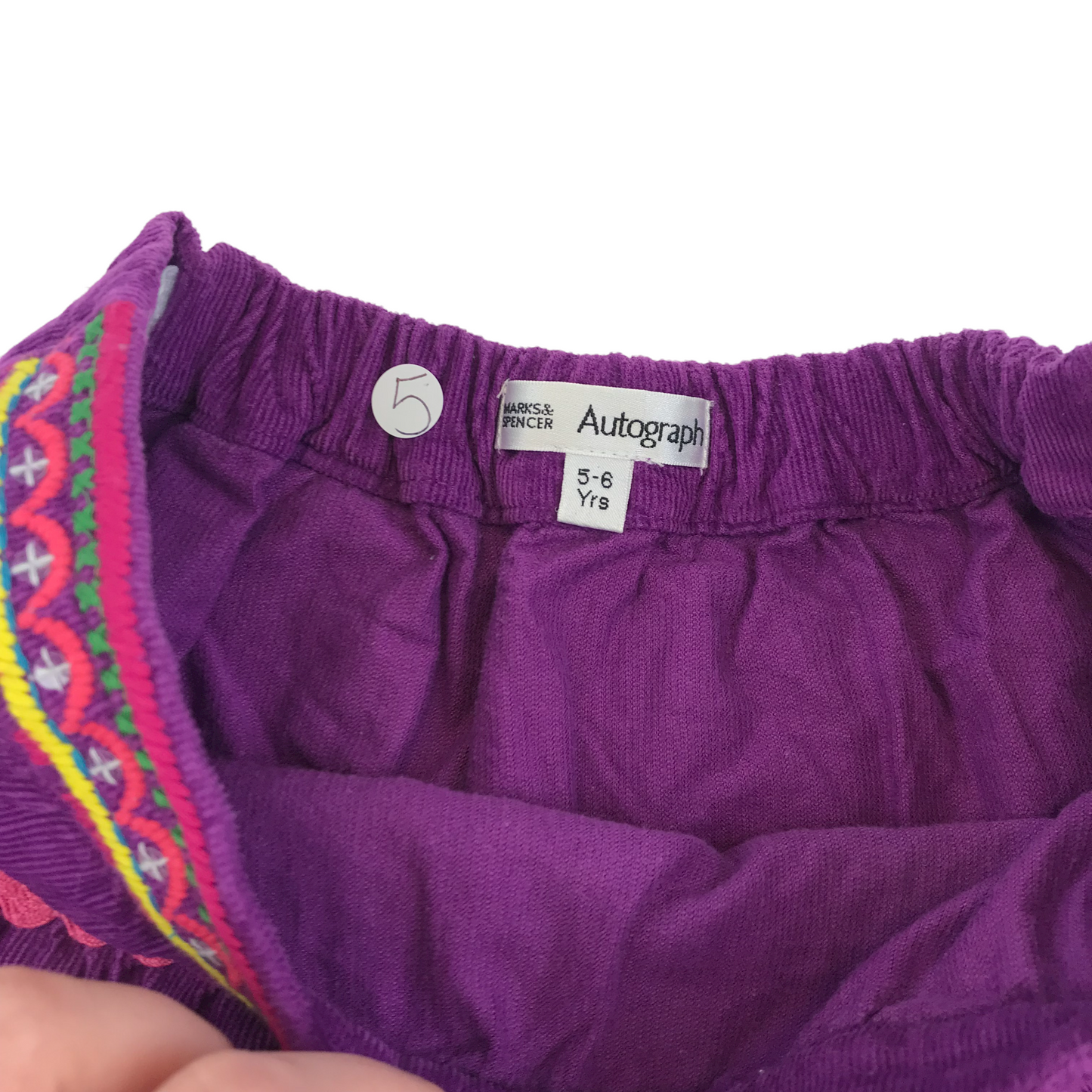 M&S Purple Corduroy Embroidery Skirt Age 5