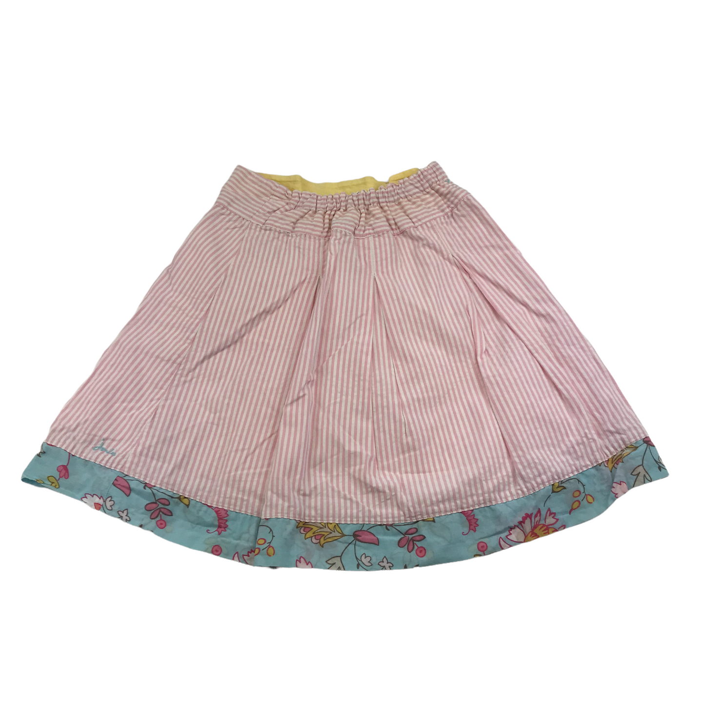 Joules Light Pink Stripy Floral Detail Skirt Age 8