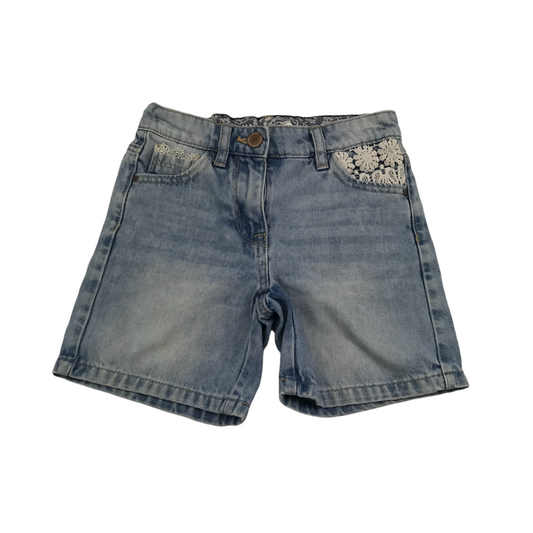 Next Light Blue Lace Detailed Denim Shorts Age 4