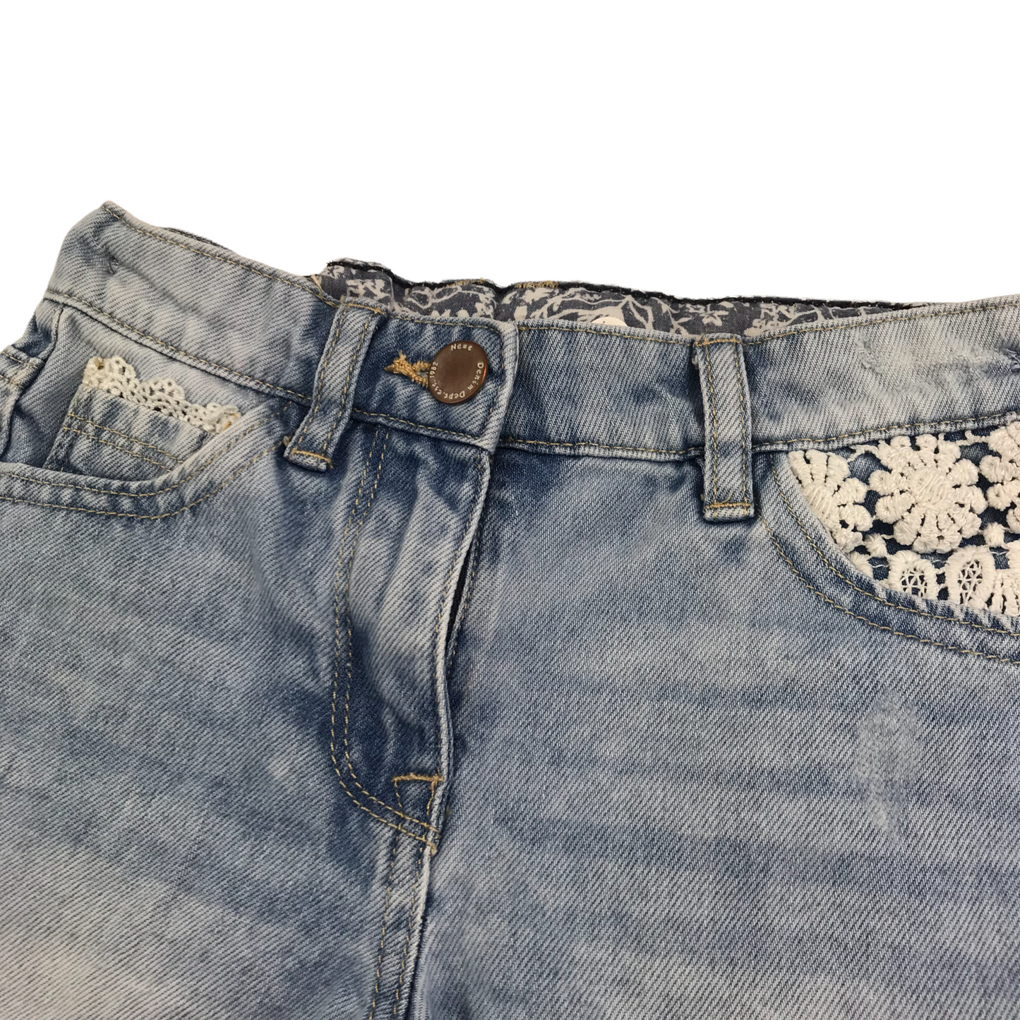 Next Light Blue Lace Detailed Denim Shorts Age 4