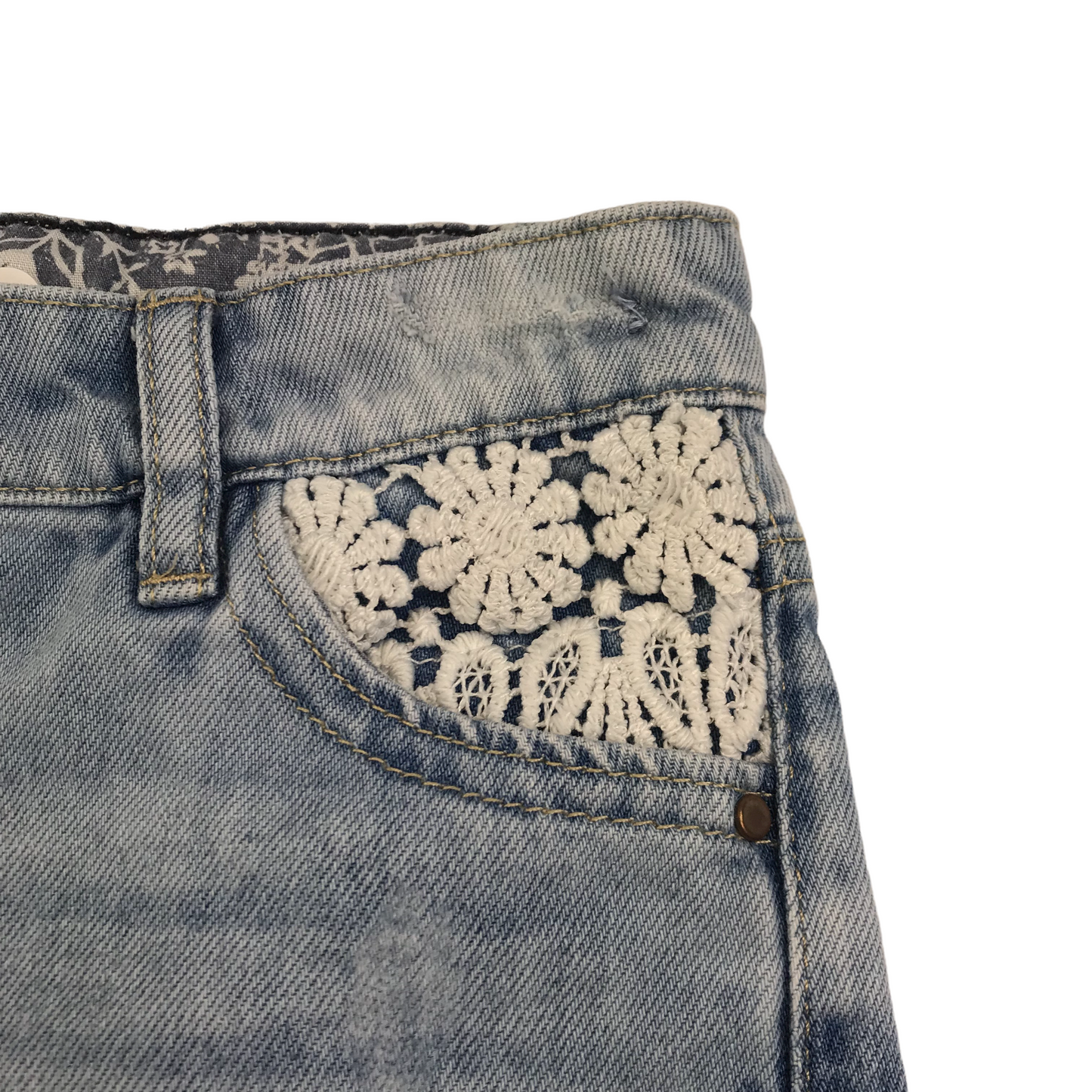 Next Light Blue Lace Detailed Denim Shorts Age 4