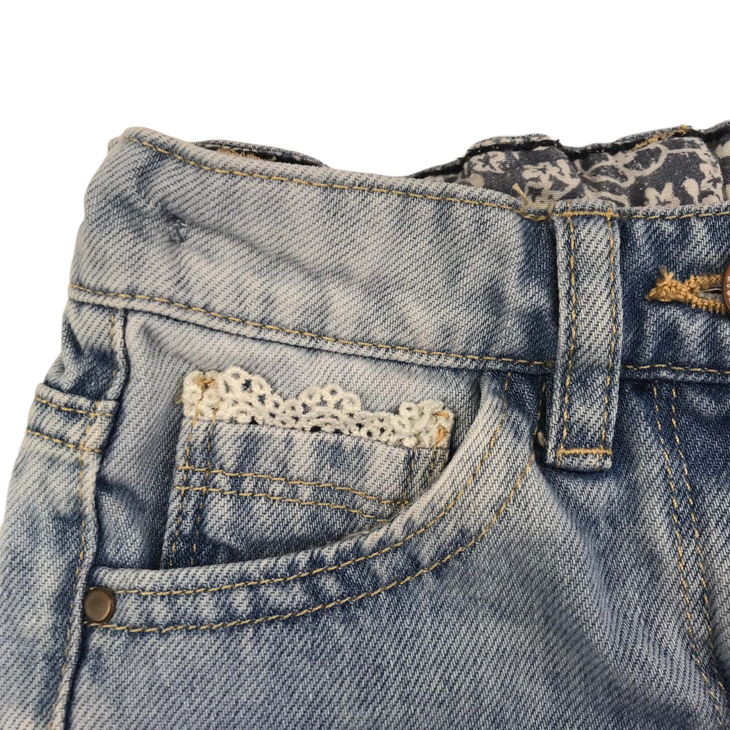 Next Light Blue Lace Detailed Denim Shorts Age 4