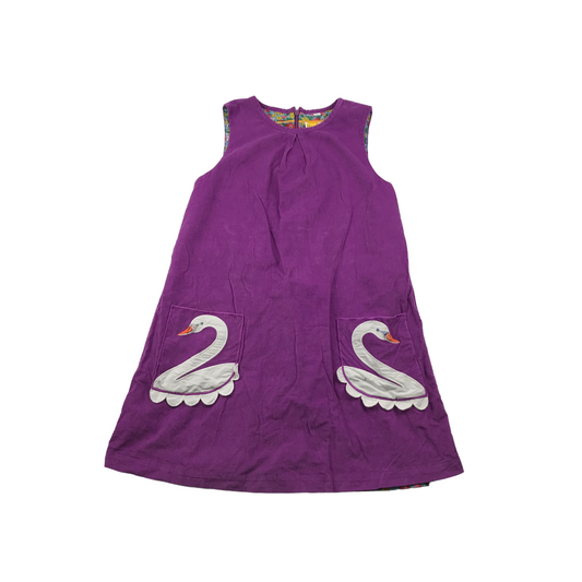 Boden Purple Swans Corduroy Dress Age 11