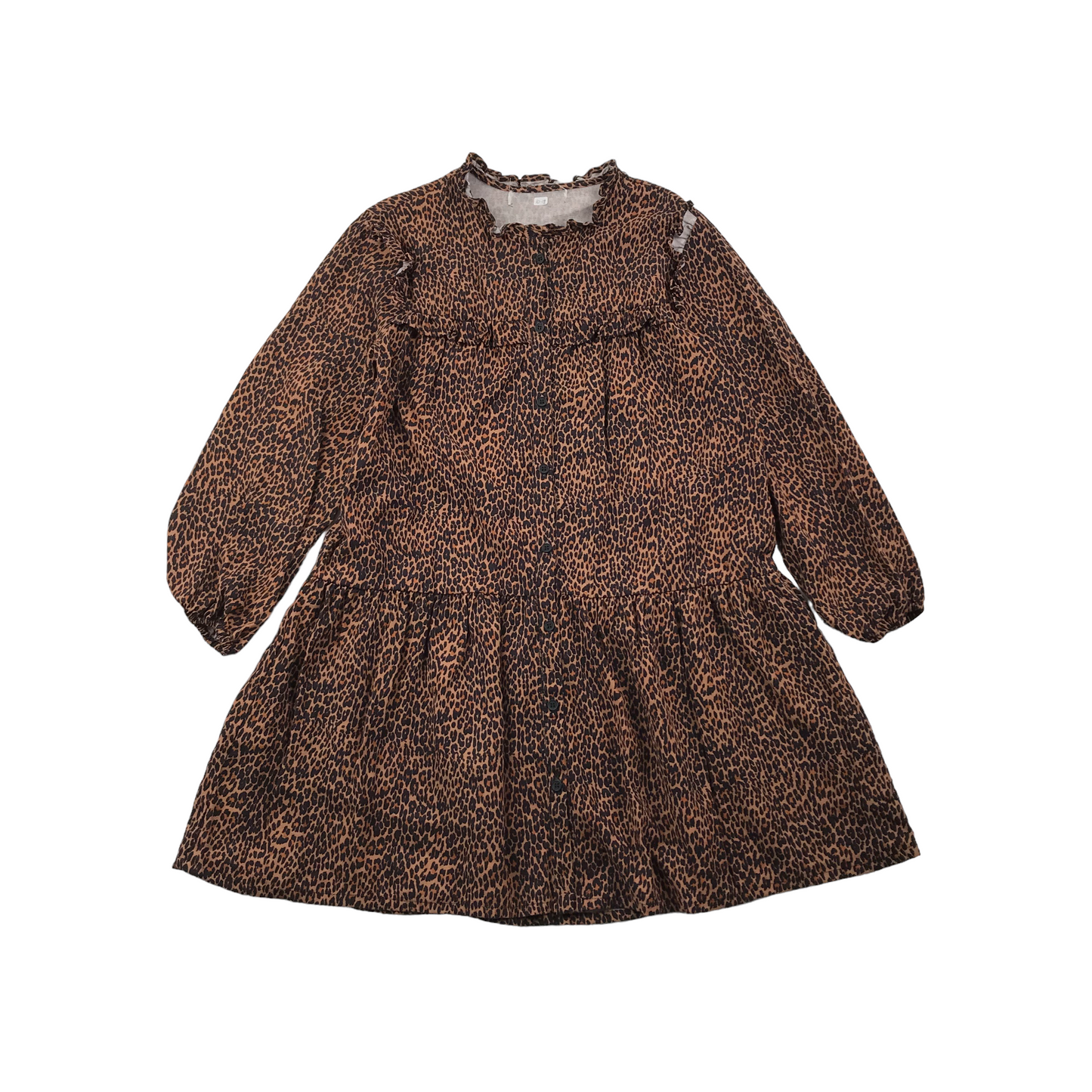 Brown Animal Print Long Sleeve Dress Age 10-12