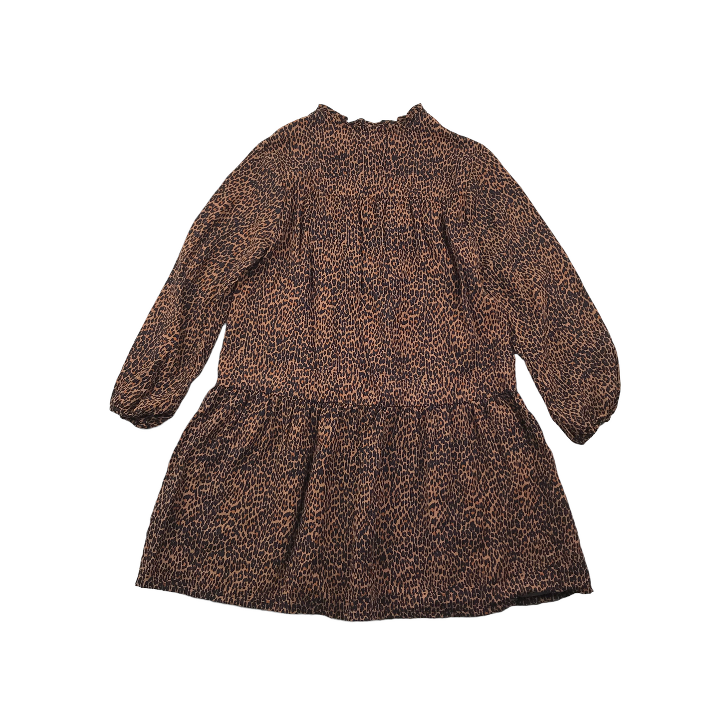 Brown Animal Print Long Sleeve Dress Age 10-12