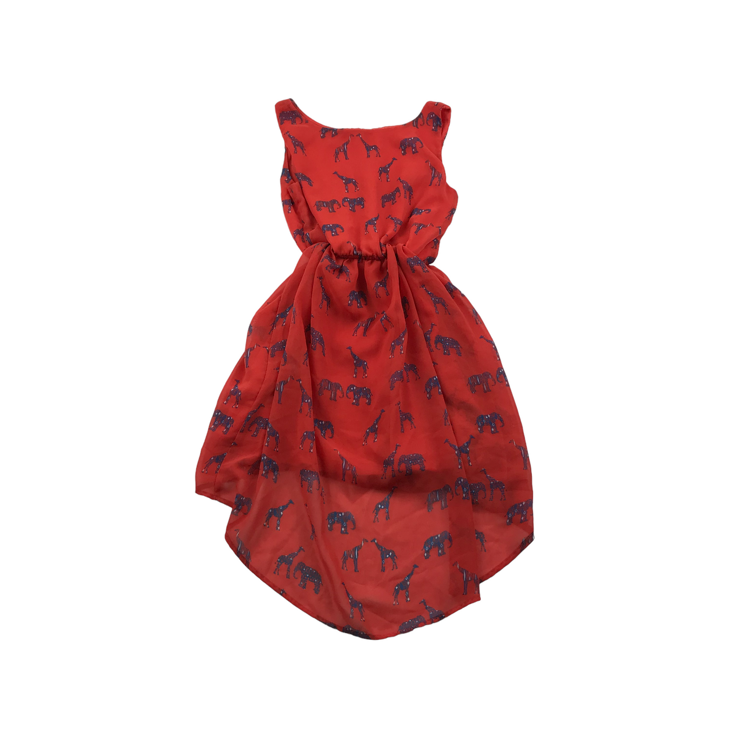 M&Co Red Giraffes and Elephants Dress Age 6